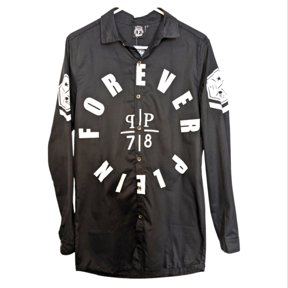 Flawless: dedicated to the brave. Black graphics printed Forever Plein Size S